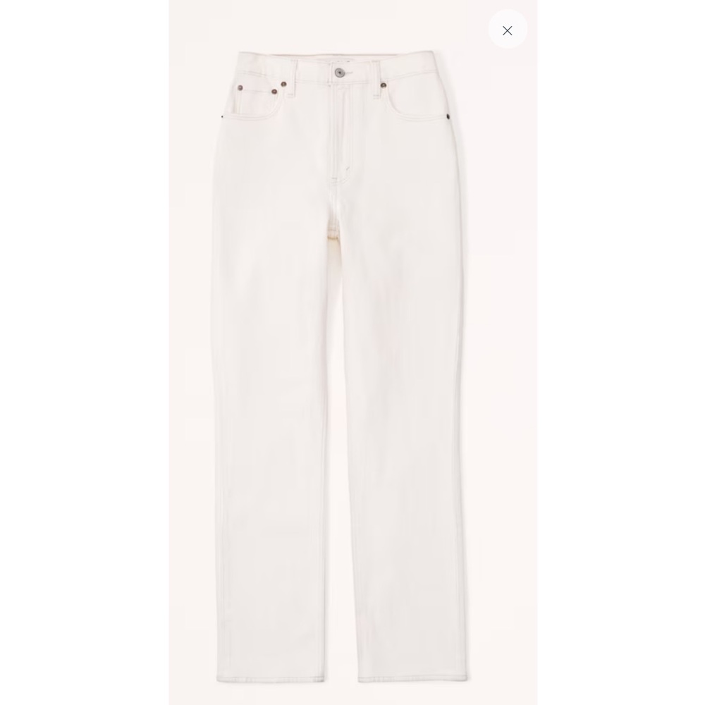 Abercrombie & Fitch Curve Love Ultra High Rise Straight Leg Jeans- Cream- 34
